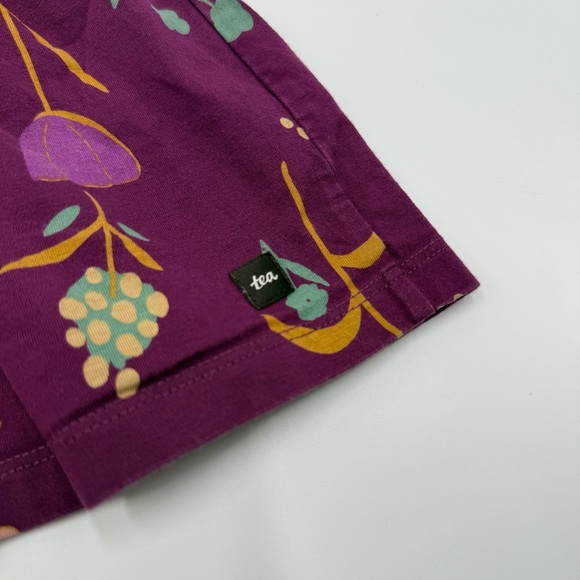 Tea Collection Girls Tiered Henley Dress 5 Purple Floral 100% Cotton EUC - Picture 8 of 8